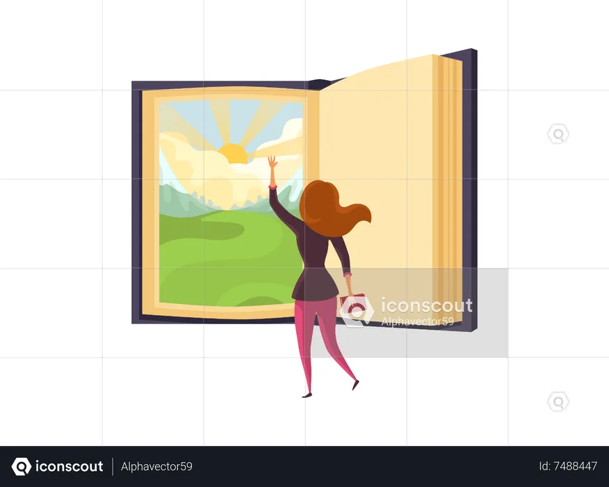 Young girl waving hand  Illustration