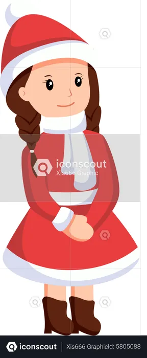 Young girl wearing Christmas costume  Illustration