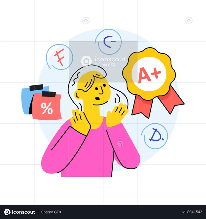 Young girl who is stressed for her grades  Illustration