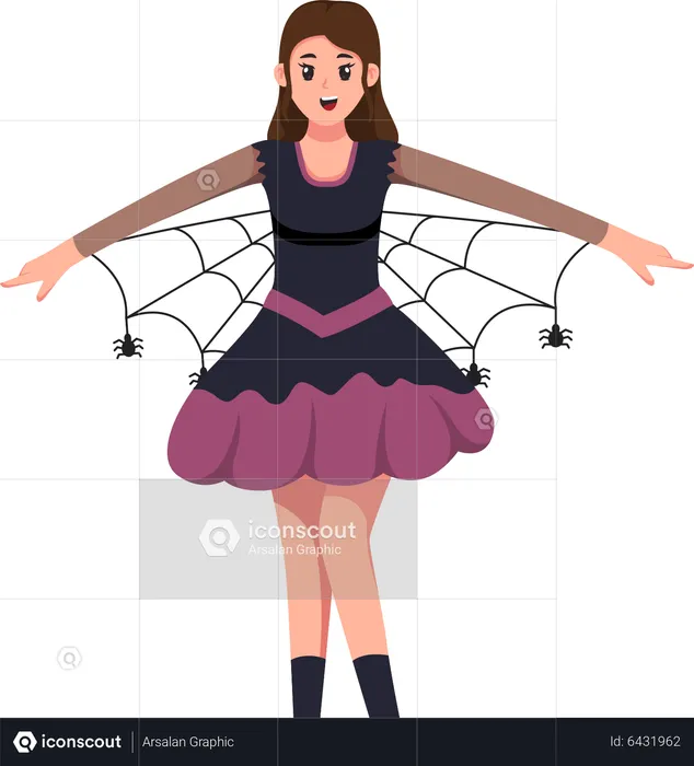 Young Girl with Halloween Costume  Illustration