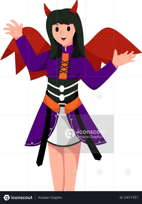 Young Girl with Vampire Costume  Illustration