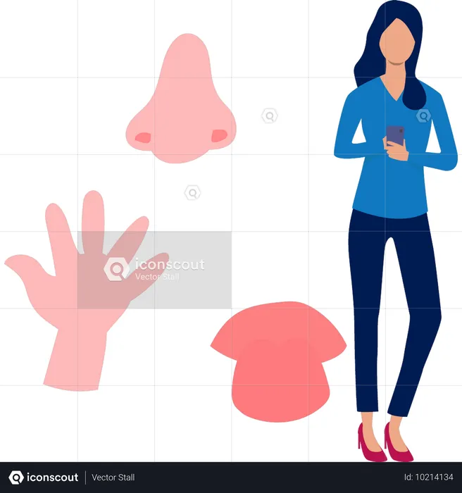 Young girl working about human hand  Illustration