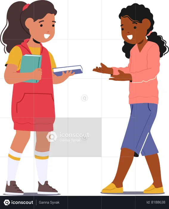 Young Girls Readers Swap Books  Illustration