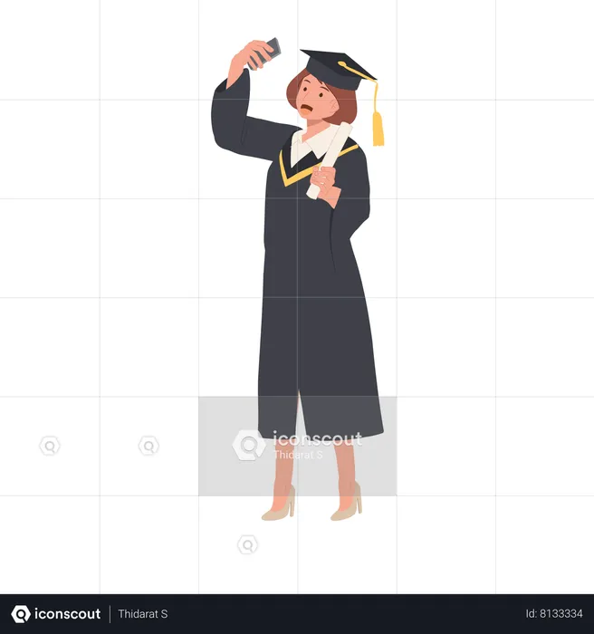 Young Graduate Taking Selfie  Illustration