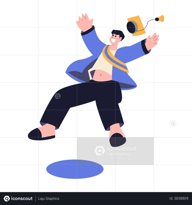 Young graduated student jumping on Graduation day  Illustration