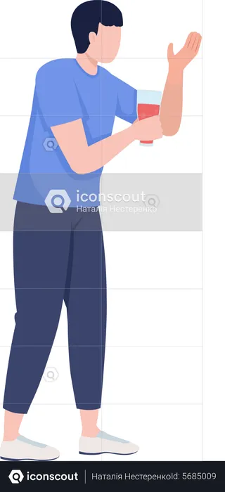 Young guy holding drink  Illustration