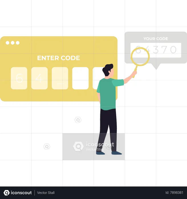 Young guy verifying code  Illustration