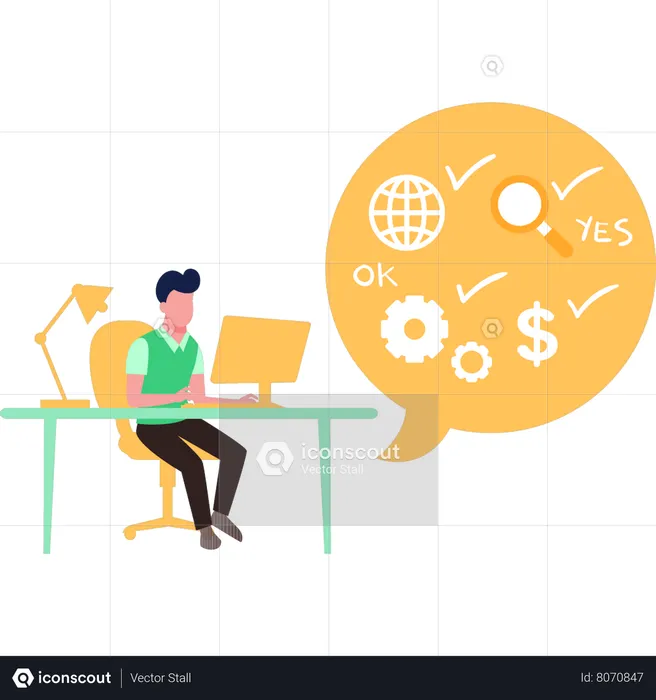 Young Guy Working In Tech Support  Illustration