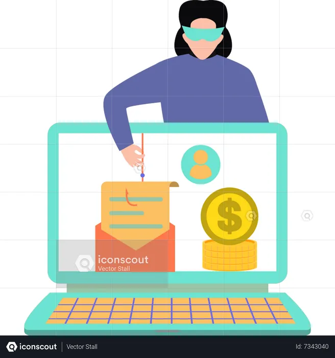 Young hacker stealing data  Illustration