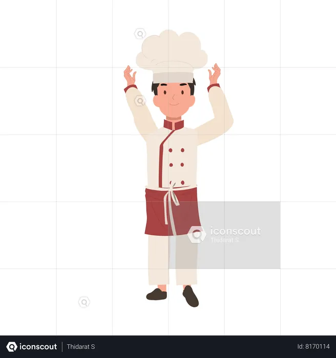 Young kid chef in chef hat  Illustration