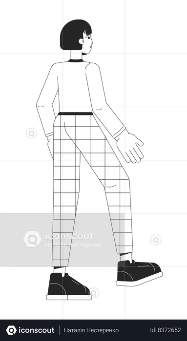 Young korean woman stepping forward  Illustration