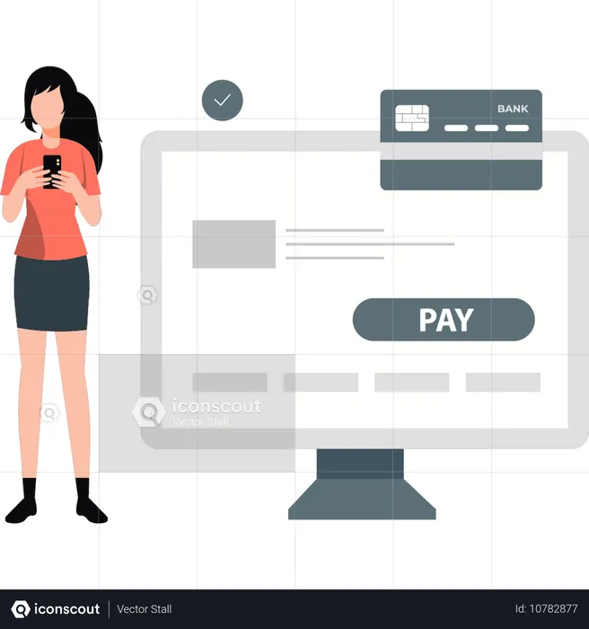 Young lady buying with debit card  Illustration