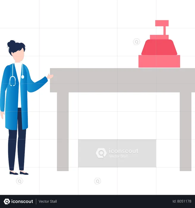 Young lady doctor standing  Illustration