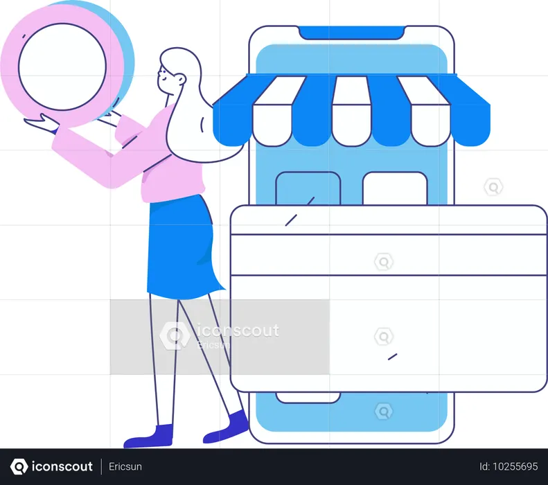 Young lady doing card payment  Illustration