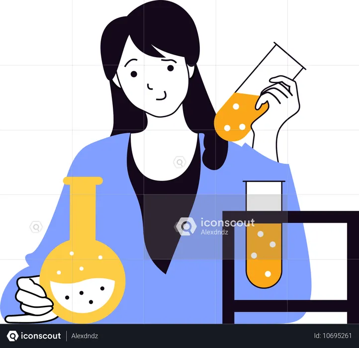 Young lady doing chemical research  Illustration