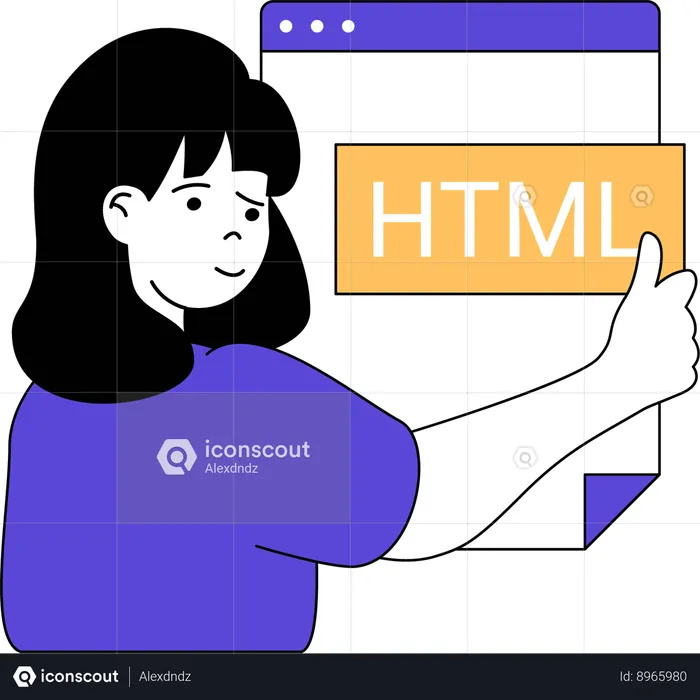 Young lady doing html coding  Illustration