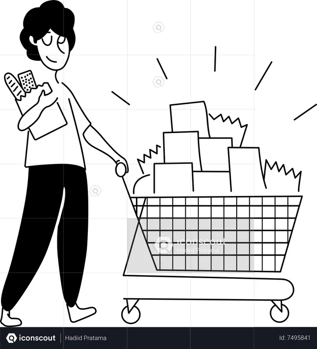 Young lady doing shopping  Illustration