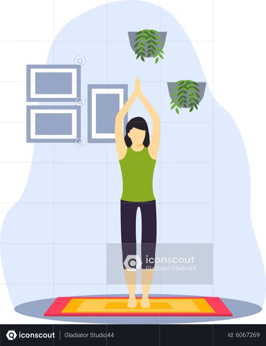 Young lady doing standing yoga  Illustration