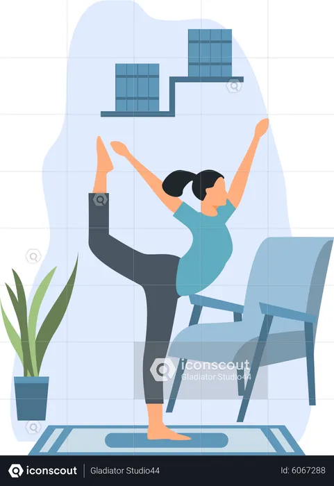 Young Lady Doing Yoga In Room  Illustration