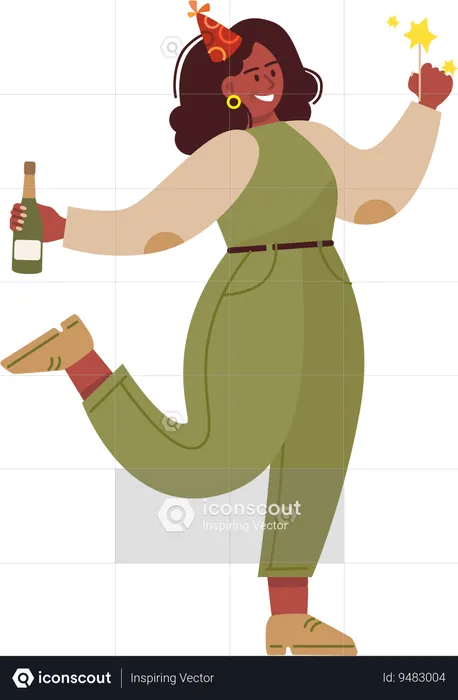 Young lady enjoying business party  Illustration
