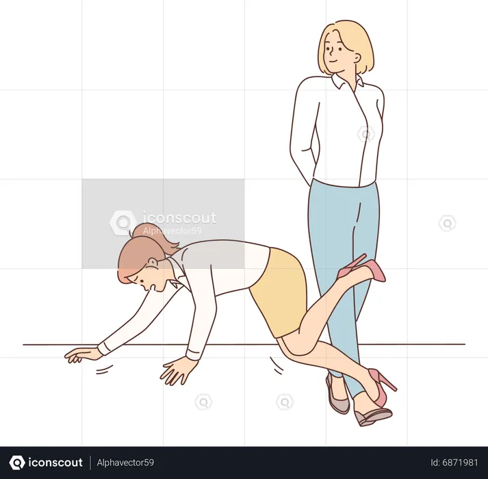 Young lady fall down on floor  Illustration