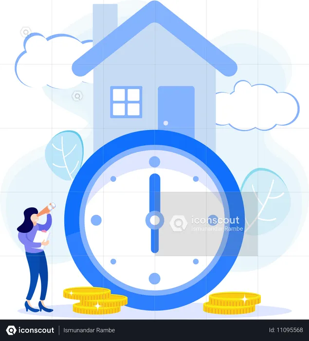 Young lady finding investment time  Illustration