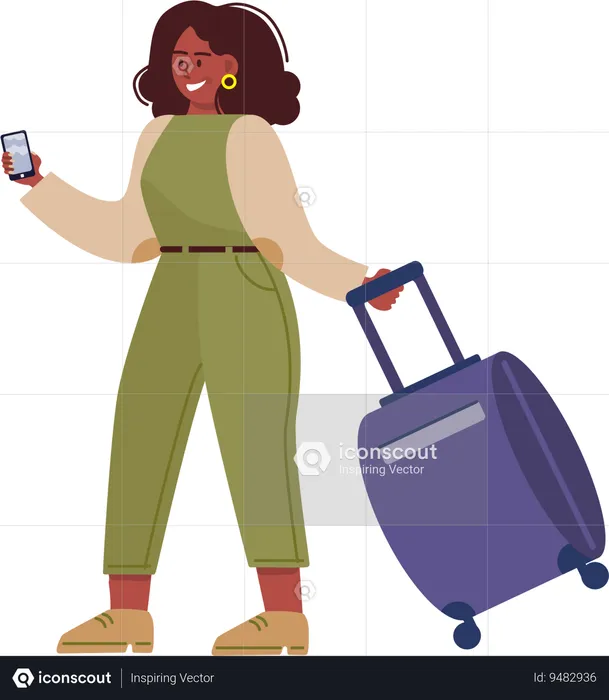 Young lady going for trip  Illustration
