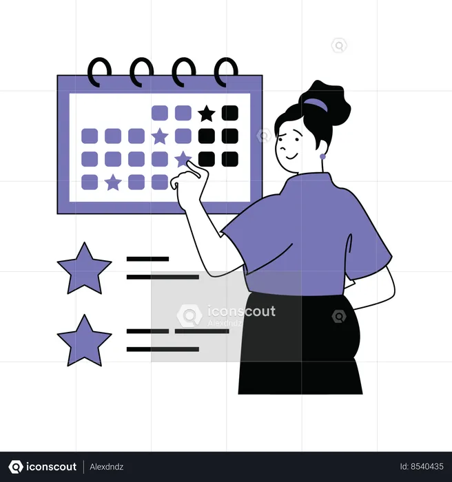 Young lady is giving star review  Illustration