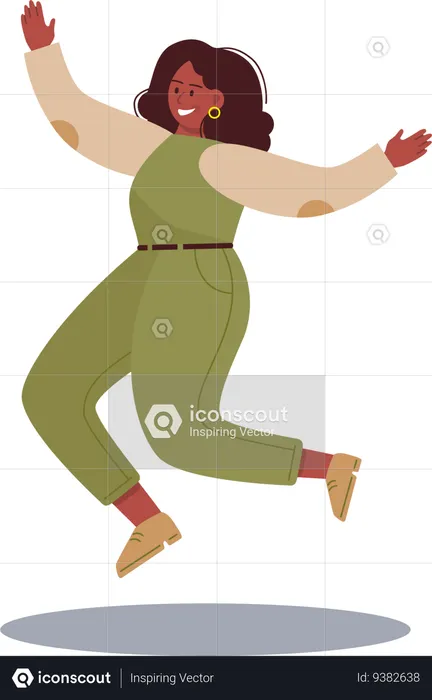 Young lady jumping ion air  Illustration