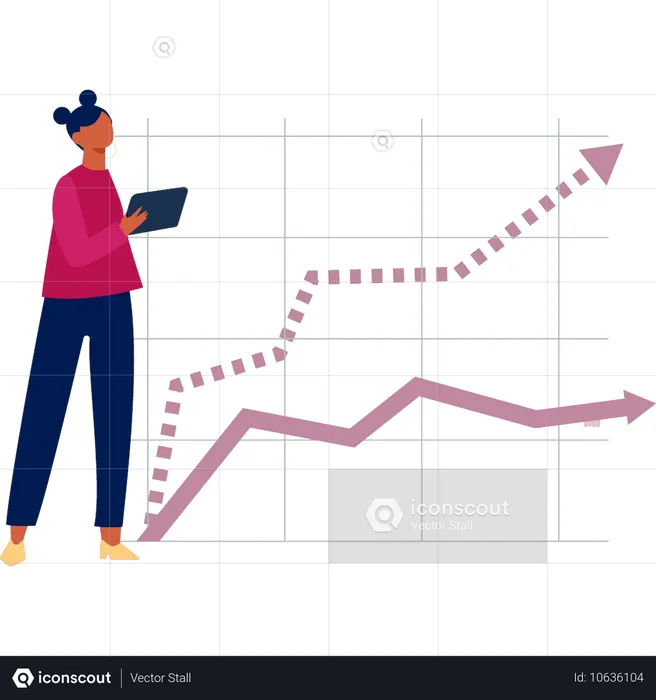 Young lady looking business growth  Illustration