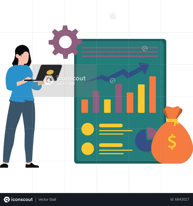 Young lady making financial report  Illustration