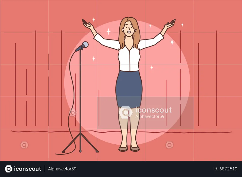 Young lady performing on stage  Illustration