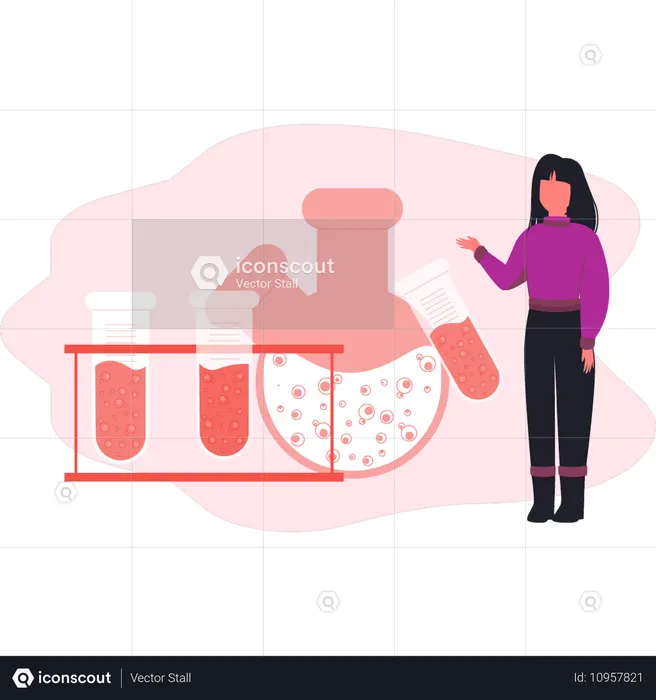 Young lady presenting blood test tube  Illustration