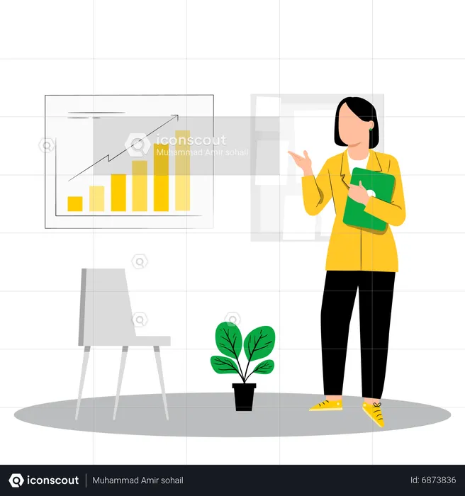 Young lady representing business presentation  Illustration
