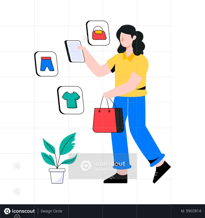 Young lady Select Product online  Illustration