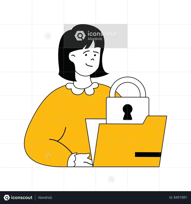 Young lady showing folder security  Illustration