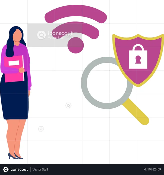 Young lady showing internet security  Illustration