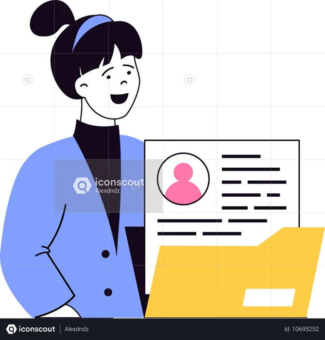 Young lady showing medical record  Illustration