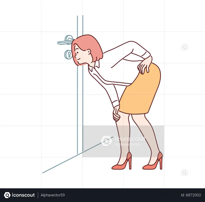 Young lady watching in room secretly  Illustration
