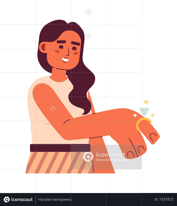 Young latina woman showing engagement ring  Illustration