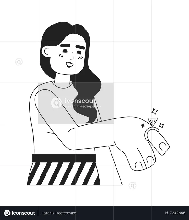 Young latina woman showing engagement ring  Illustration