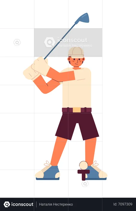 Young male golfer playing golf  Illustration