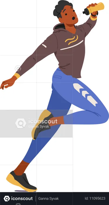 Young Male Runner Tilting His Head Back Slightly  Illustration