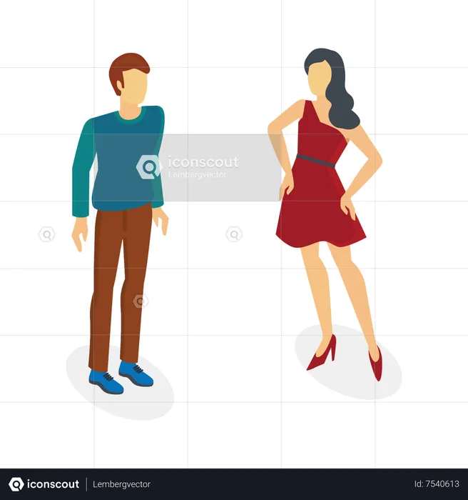 Young man and girl talking  Illustration