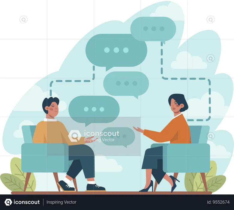 Young man and woman doing business talk  Illustration