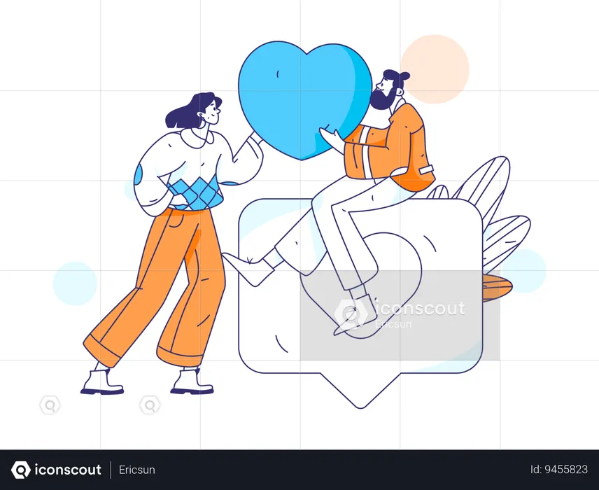 Young man and woman doing valentine chatting  Illustration