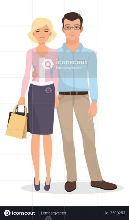 Young man and woman giving couple pose  Illustration