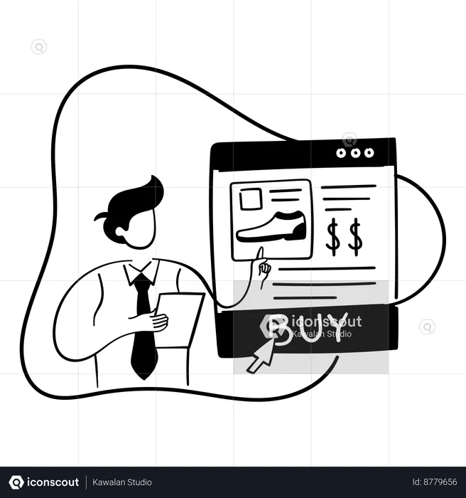 Young man buy product online  Illustration