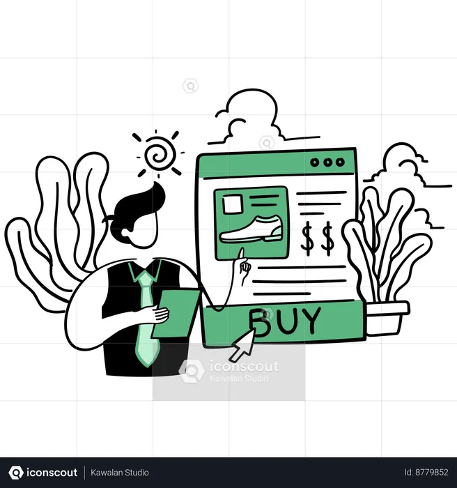 Young man buy product online  Illustration