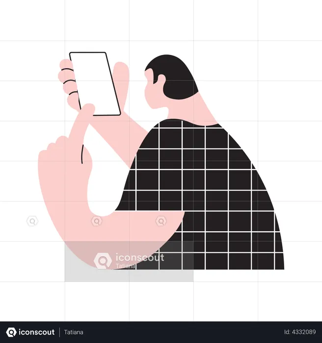 Young man calling by smartphone  Illustration